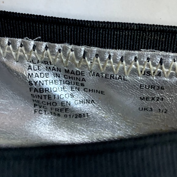 Stuart Weitzman Black Claire Sequin Patent Ballet Flats Mary Jane Elastic Size 4 - Picture 5 of 7